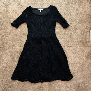 Lace Black Short Sleeve Dress